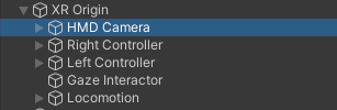 Unity GameObject containing the player's HMD camera